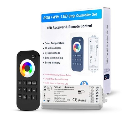 2.4G Wireless 5 Channel RGBCCT LED Controller with RF Remote Control,Dimming ...