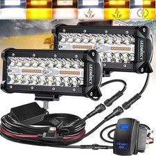 Ledmircy 7 Inch Led Work Light Bar Amber White Strobe Spot Driving Fog Offroad Ledmircy 7 Inch Led Work Light Bar Amber White Strobe Spot Driving Fog Offroad