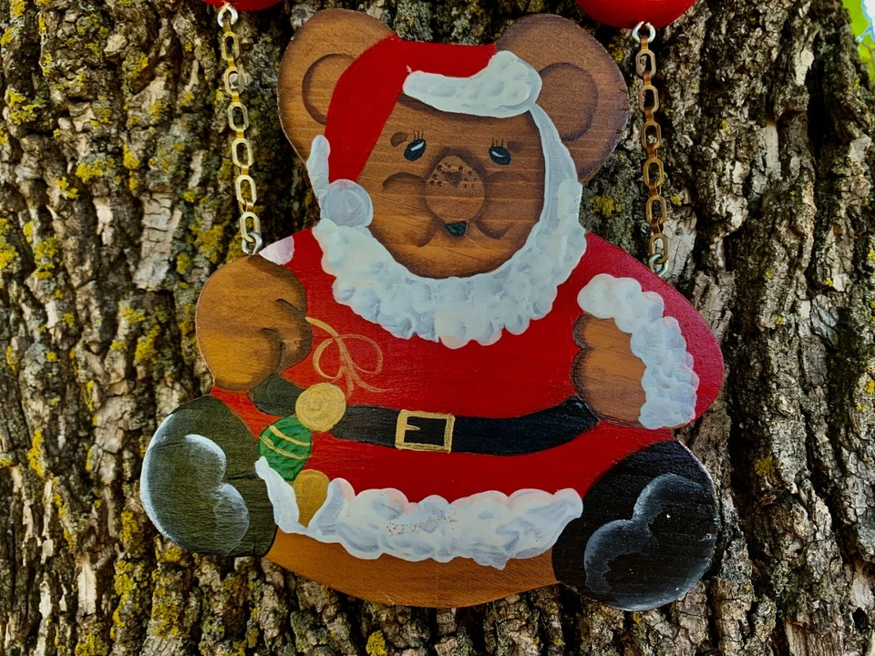 Letrero de puerta de madera de 11 "placa Beary placa de puerta de Navidad adorno colgante de pared hogar Foto 2 de 4