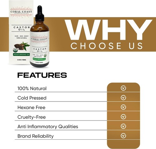 Organic Castor Oil Hexane Free - Pure Cold Caster Oil Eyelash Serum Beard Hair G - Picture 13 of 15