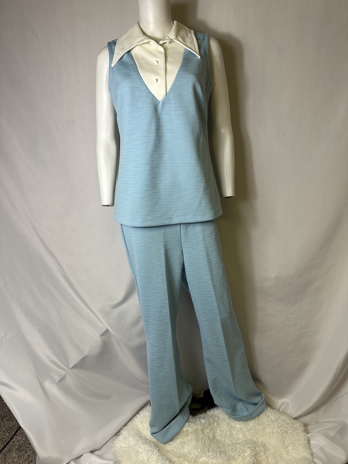 Vintage Baby Blue Pant Suit Size 14 eBay
