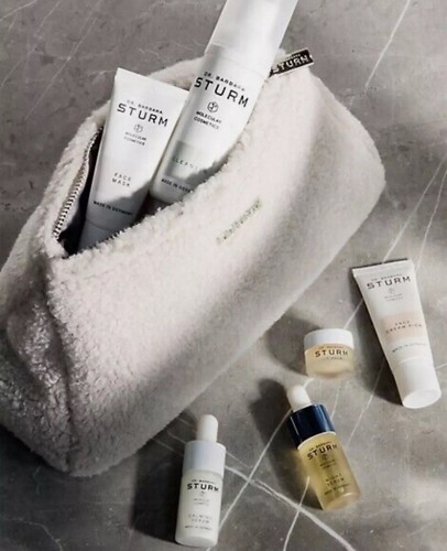 DR. BARBARA STURM Cosmetics Travel Bag Makeup White Shearling NEW -bag Only