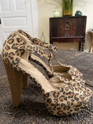cheetah open toe heels