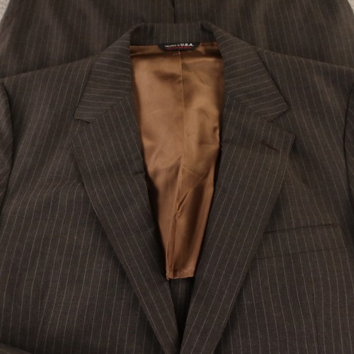 VTG 3 Piece Suit M Gray Chalk Stripe 100% Wool Hopsack USA 42R 37x27 - Picture 5 of 22