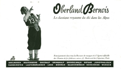 Alte Reklame Berner Oberland Ski in den Alpen 1936 aus Zeitschrift