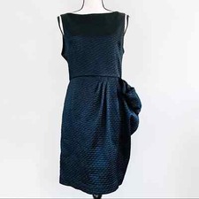 Alice + Olivia • Black Textured Gathered Skirt Pocket Dress RARE Sz M