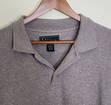 Croft  Barrow Men's Beige Collared, V Neck, Long Sleeve Pullover Sweater, Large