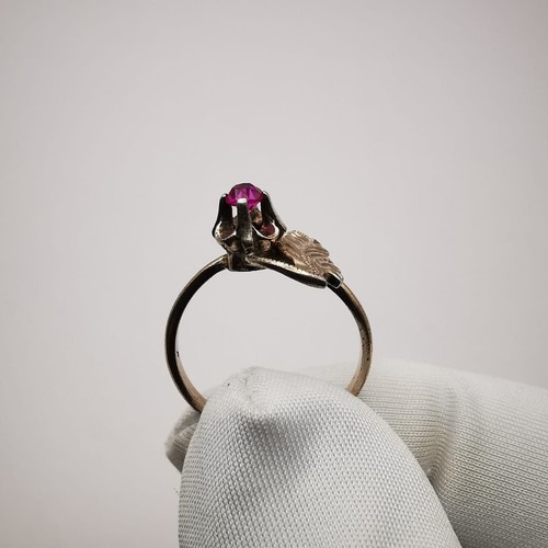 Vintage Women's Ring "Ruby Flower" 875 Sterling Silver,Jewelry,Gold Plated,Ruby - Picture 5 of 7