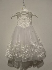 Girls White Formal Pageant Easter Church Wedding Dress 2-3Y w/petticoat