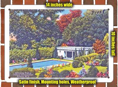 METAL SIGN - New Jersey Postcard - Swimming Pool at Trenton Country Club, Trent