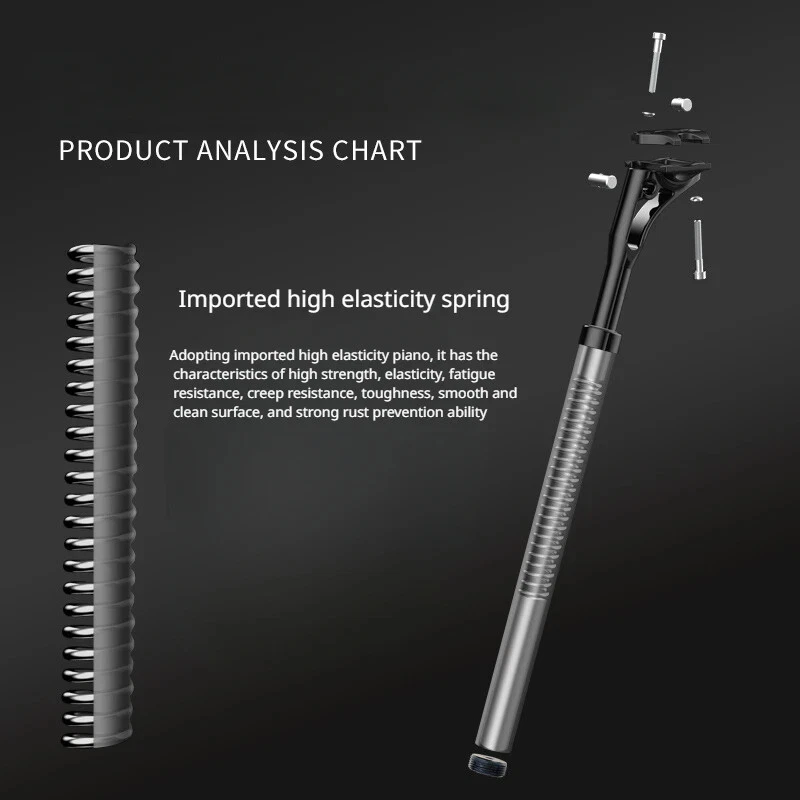 Lightweight Bicycle Shock Absorber Seatpost 40mm Suspension Cycling Seat Tube - Image 3 of 4