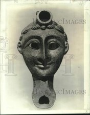 1979 Press Photo Egyptian bronze mask at New Orleans Museum of Art - noc26357