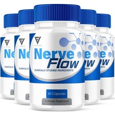  5 Pack Nerve Flow Nerve Support Supplement, NerveFlow Advanced 300 Capsules 