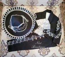 Free Shipping  Our Lady of Guadalupe Beautiful 6 Pieces Boy Black Charro Suit