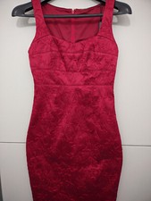 Elie Tahari Dress Womens 0 Red Femi Sheath Floral Embroider Stitching Lined New