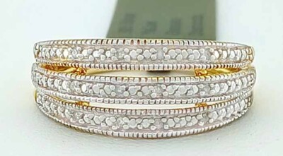 GENUINE DIAMOND RING 14K YELLOW GOLD PLATED - New With Tag