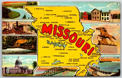Missouri Map with Multiple Views 1958 - Postcard