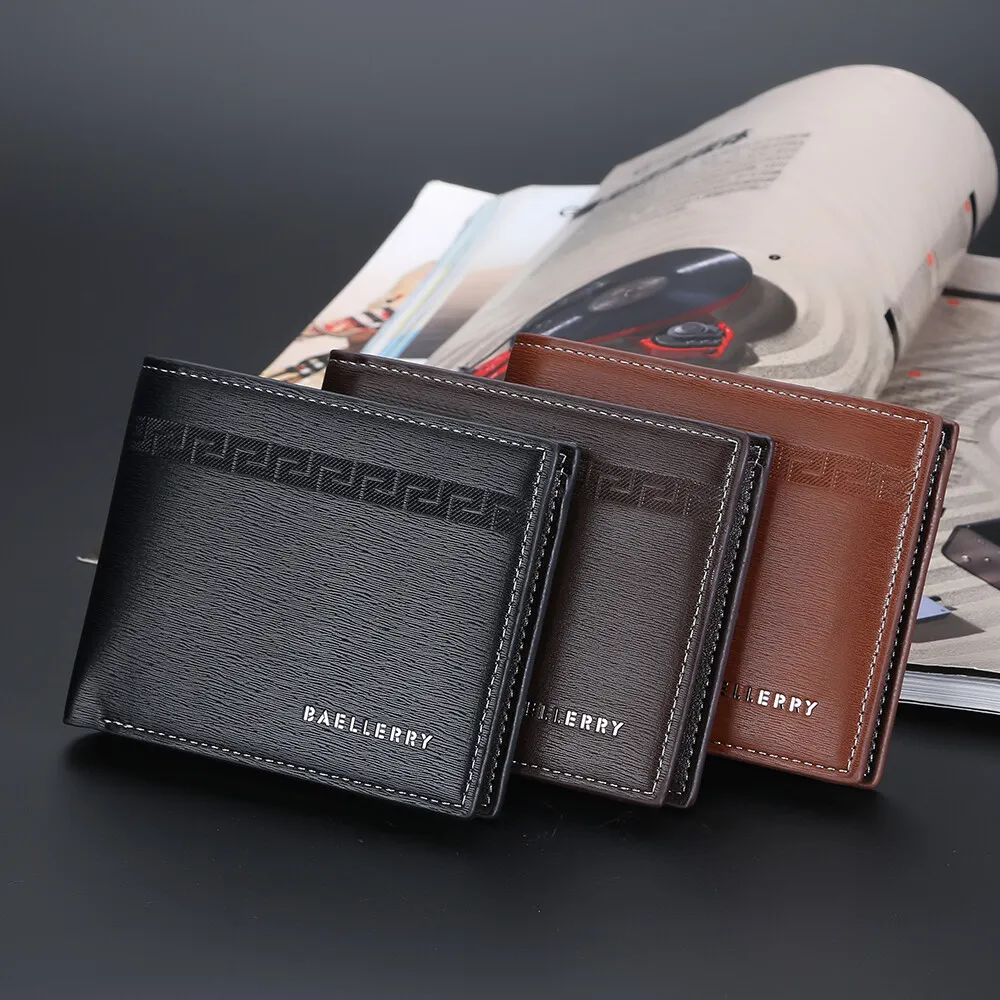 Fashion Zipper Leather Wallet Men Luxury Designer Card Holder Coin Purse  Man High Quality Short Card Wallet Vintage Purses Male