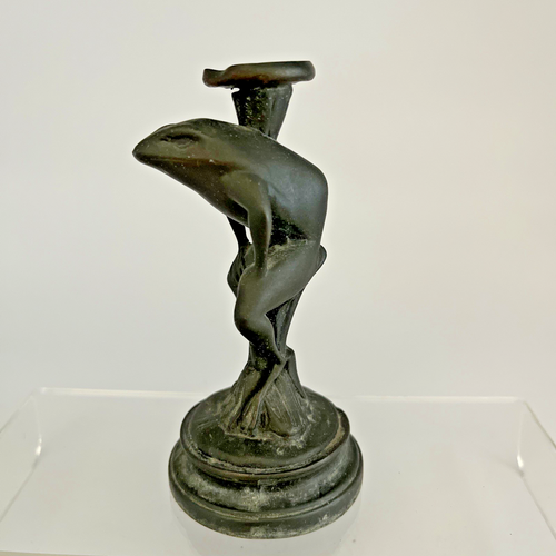 Art Deco Metal Frog Stand with Lucite Ball - 7 inches - Picture 3 of 16