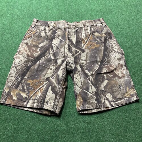 Vintage Carhartt Realtree Camo Shorts Mens Size 36 Brown Canvas Camouflage Jorts