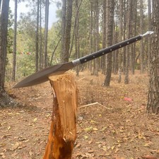 Custom Handmade Viking Spear Water Tempered Oil Quenched 13" Carbon Steel Blade