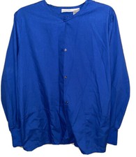 Womens Scrub Jacket Lab Coat Size Medium Solid Blue