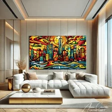 New York City Wall Art Canvas Pop Art Canvas Print Cityscape Art Print
