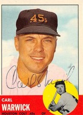 Carl Warwick autographed baseball card (Colt 45s) 1963 Topps #333 ballpoint