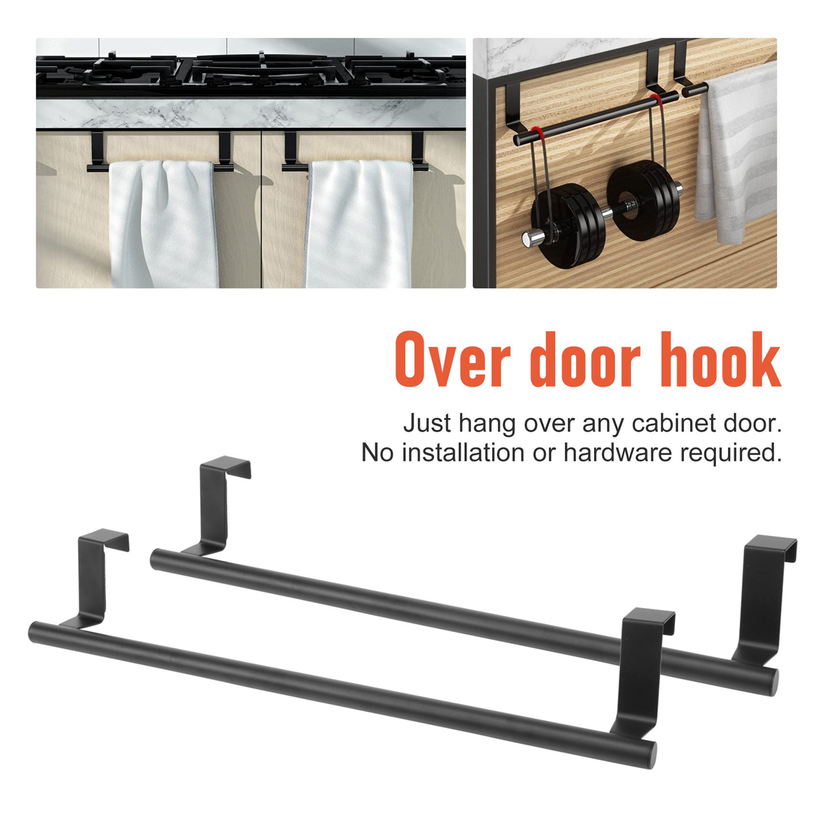 1X(Over the Door Towel Rack, Kitchen Towel Holder, over Towel