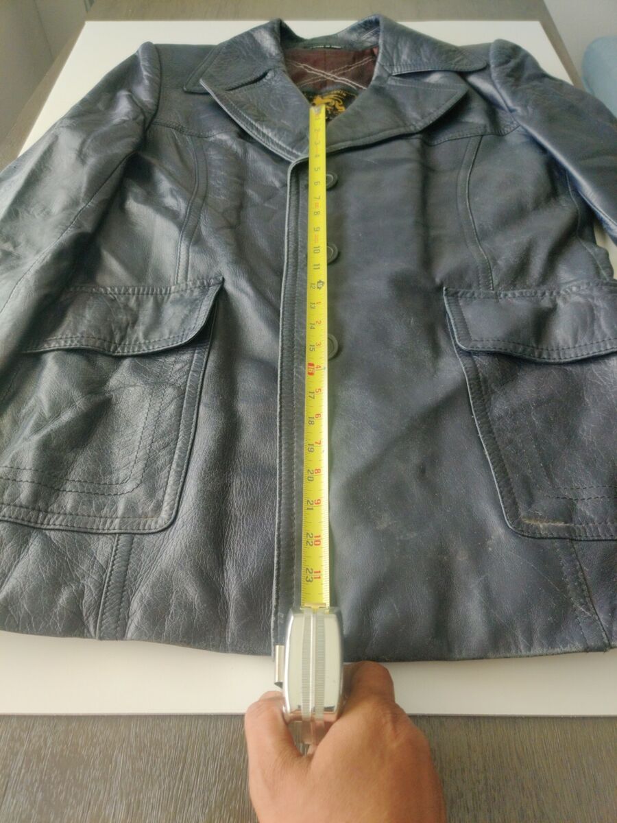 INDUYCO Leather Blue VTG 70s jacquet 3 Button Jacket Sz 42 INDUYCO Leather Blue VTG 70s jacquet 3 Button Jacket Sz 42
