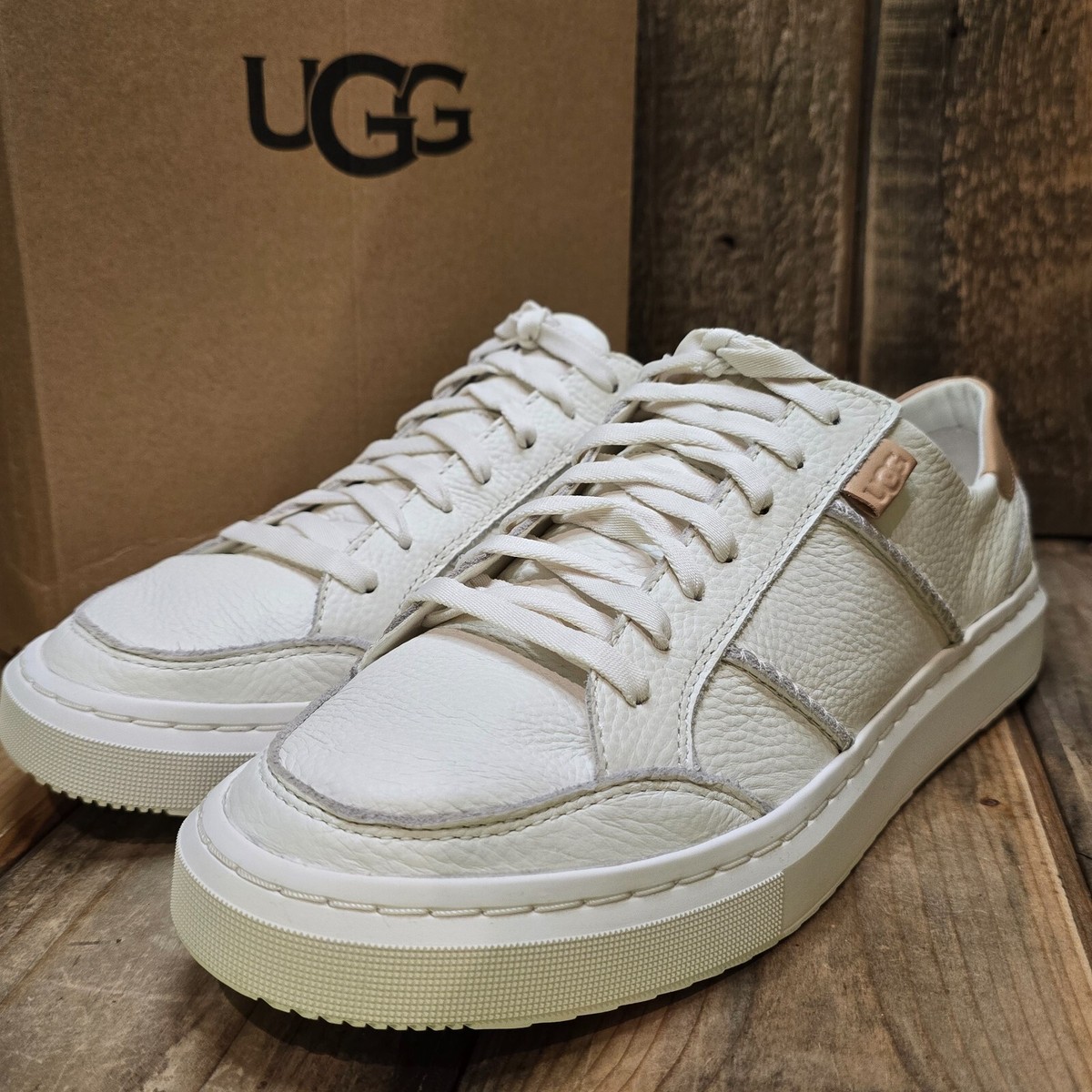 UGG ALAMEDA LACE SNEAKER WOMENS US 11 WHITE LEATHER COMFORT CASUAL SHOE