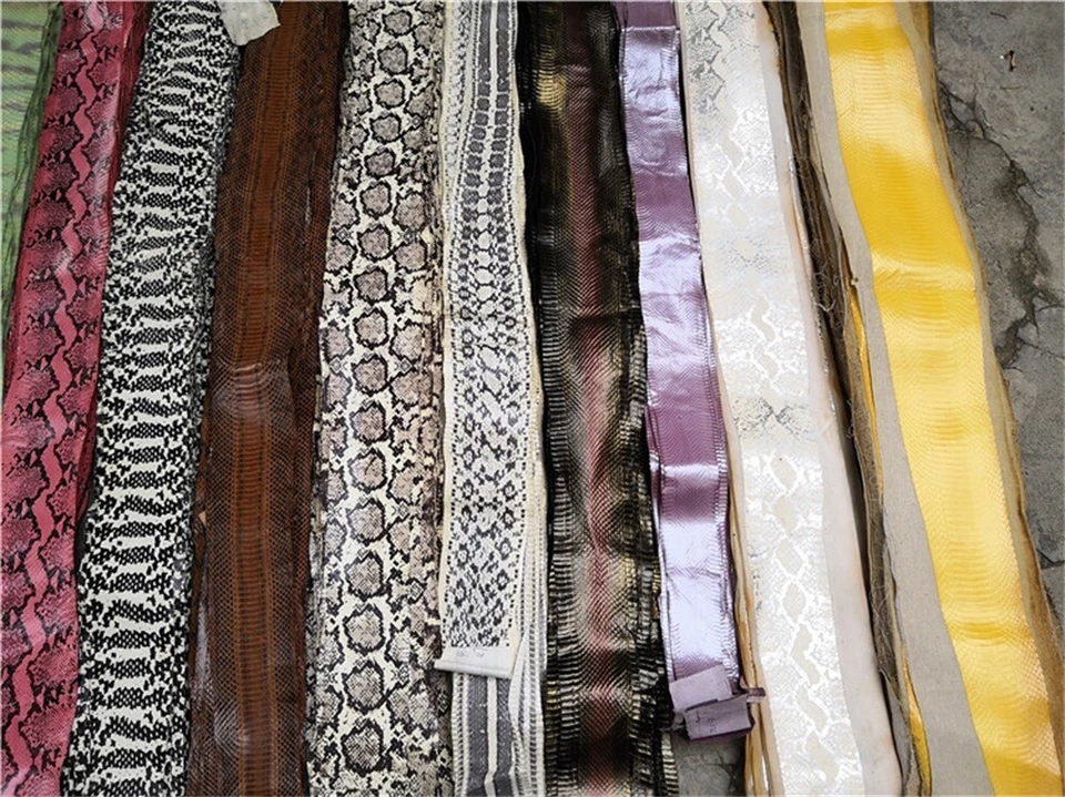 Cuero real piel de serpiente cuero pieles enteras hágalo usted mismo material curtido multicolor Foto 3 de 4