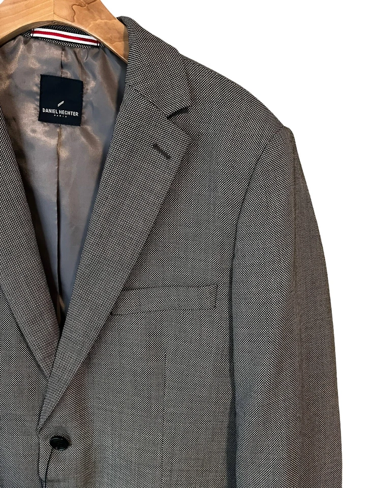 Casaco Daniel Hechter masculino 46L blazer de lã cinza tweed 2 botões NOVO $295 MSRP - Imagem 3 de 4