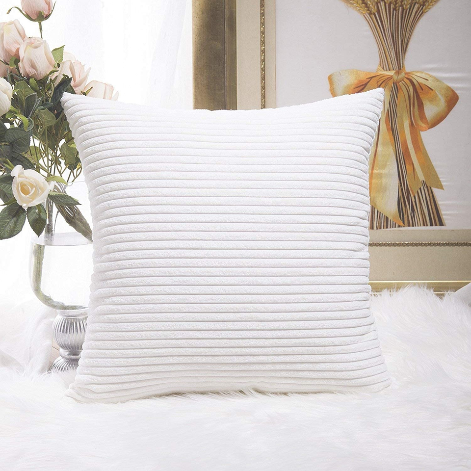 Striped Corduroy Pillow Cover 24X24 Euro Throw Pillow Sham Accent Couch
