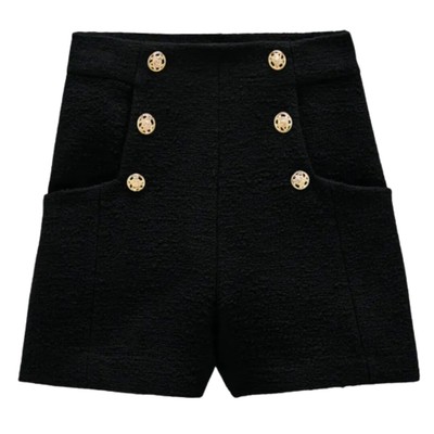 high waisted button shorts