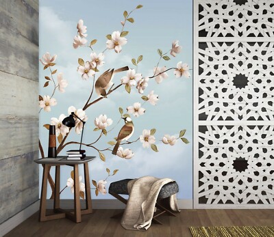 3D Flower Branch Bird ZHUA8560 Wallpaper Wall Murals Removable Self-adhesive Amy