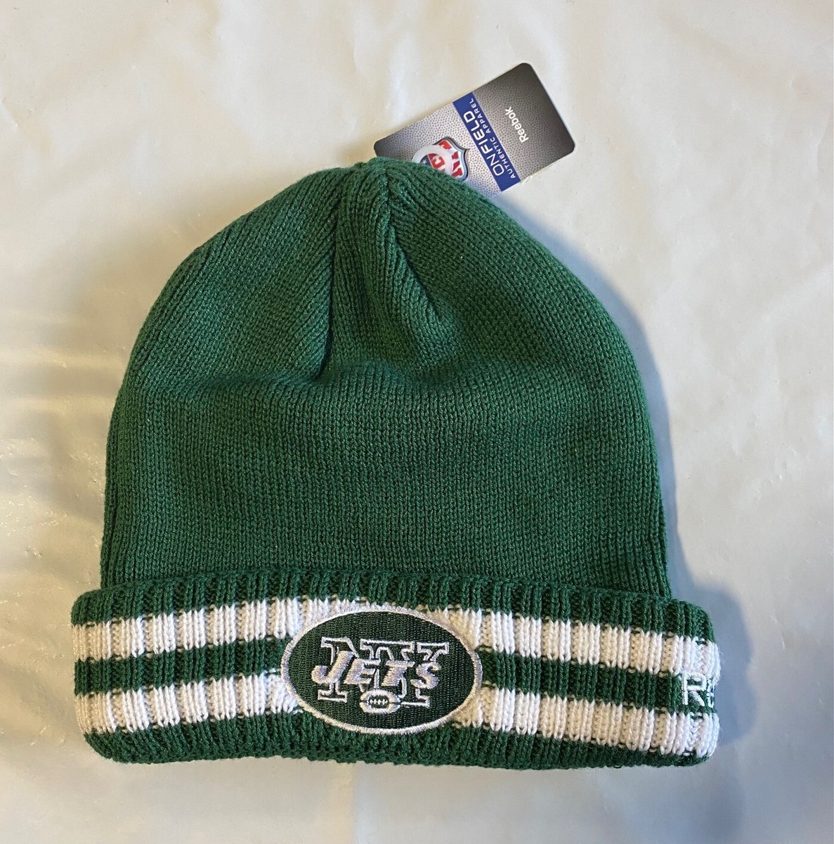 New York Jets Knit Beanie Winter Hat Toque Skull Cap Cuff Stripe