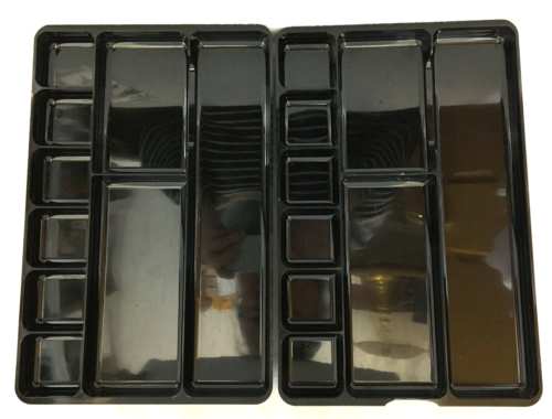 Desk Drawer Organizer Trays Rogers 517 Hard Black Plastic USA Lot of 2 - Picture 1 of 6