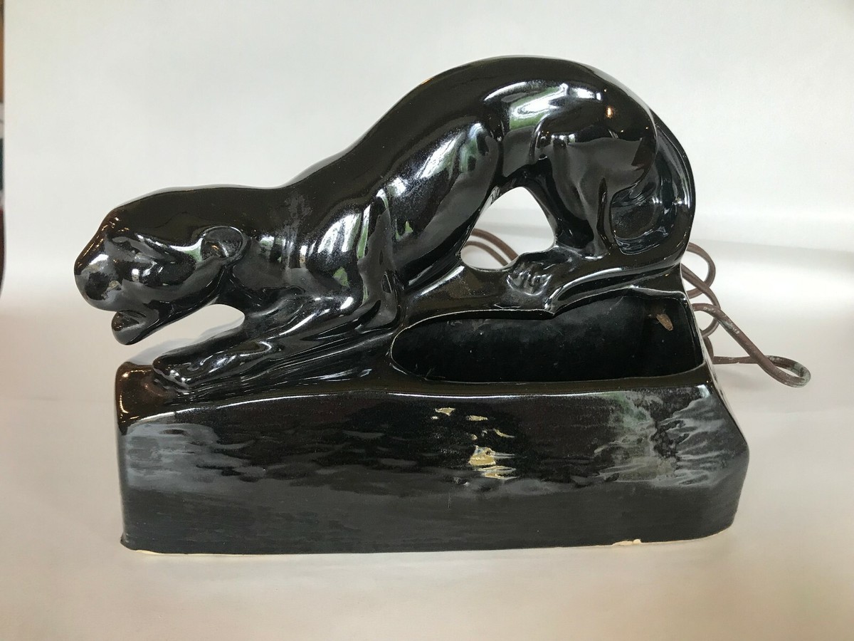 Vintage 1950's Black Panther TV Console Lamp / Planter, Ceramic | eBay