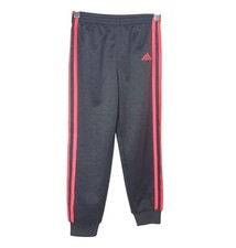 Adidas Girls Joggers 6X 3 Stripes Sporty Grey/Pink Sweatpants Activewear