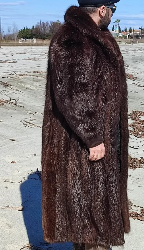 Man's Real NUTRIA FUR 55" long Maxi full length big tall Coat All sizes image 5