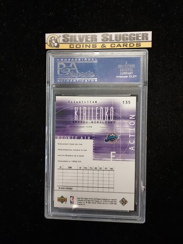2001-02 Andrei Kirilenko UD Flight Team Rookie Air/250 #135 PSA 10 RC Rookie - Foto 2 di 3