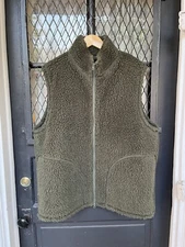 Beams Plus High-Pile Wool Fleece Vest Olive NMWA Large L