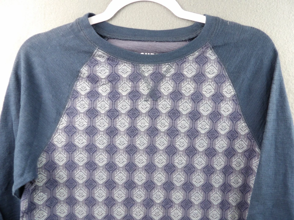 Camiseta Mossimo Para Hombre Talla S Manga 3/4 100% Algodón Azul Patrón Geométrico Foto 3 de 4