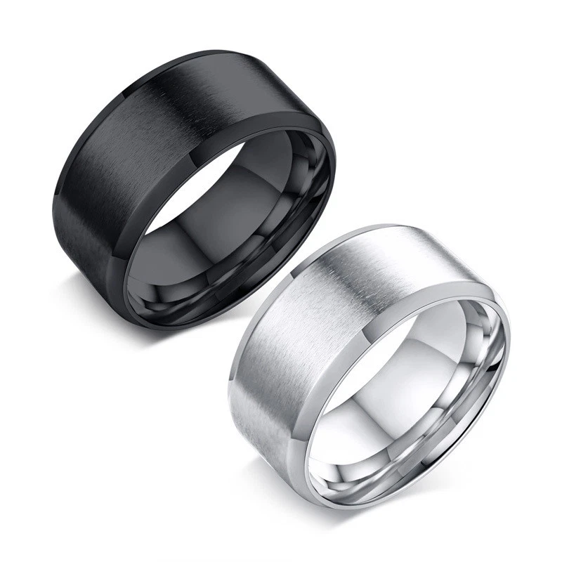 Black stainless steel mens ring online