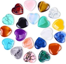20pcs Natural Crystal Heart Healing Stones Polished Rocks Cute Mini Love Energy 