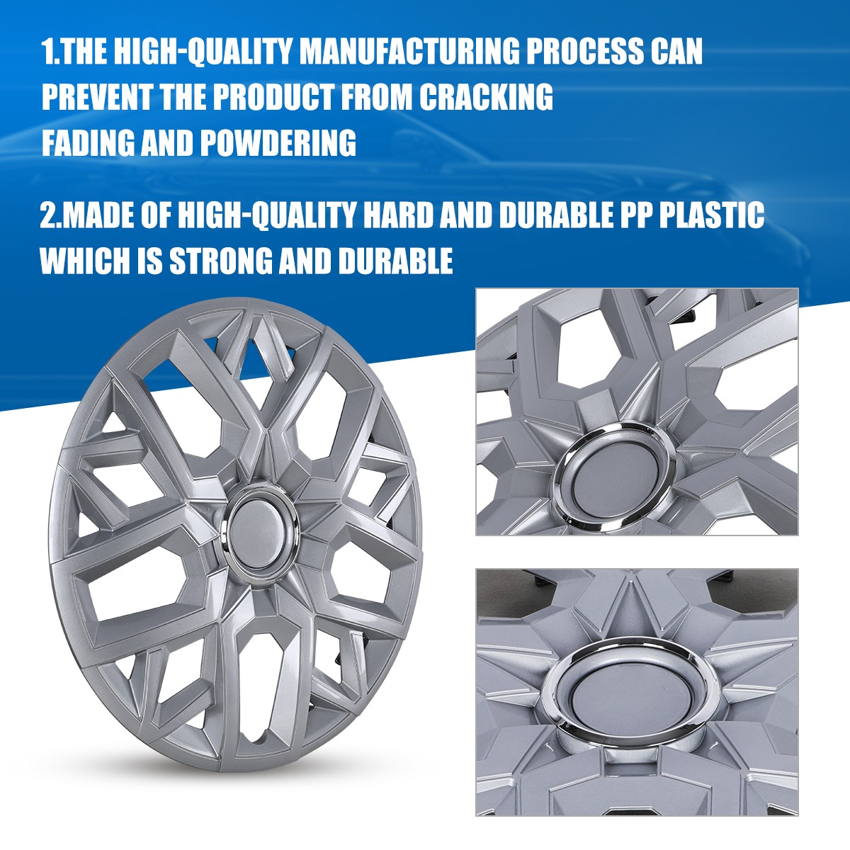 Set of 4 14" 15" 16" 17" Wheel Covers Snap On Hub Caps Full Tire & Steel Rims