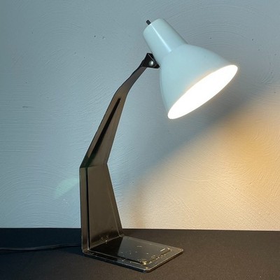 Vintage Black and White Flat Metal Tensor Desk Lamp Industrial Bauhaus Style