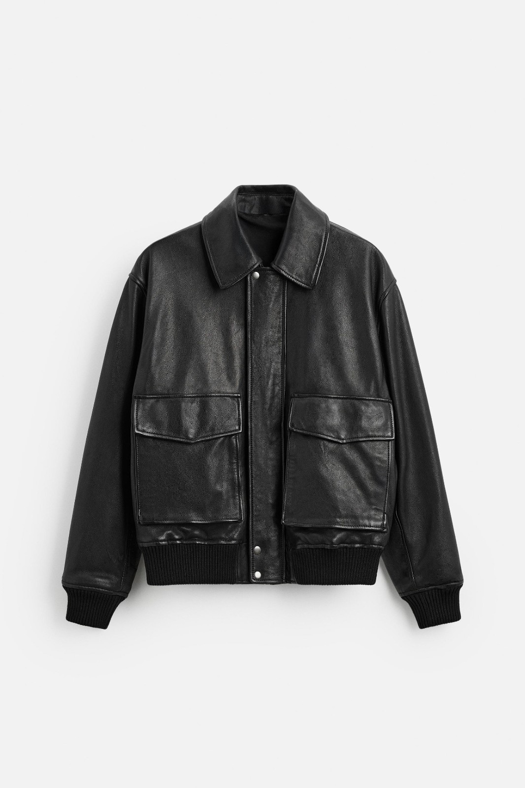 New Zara Men Pocket Leather Jacket Black 5388/403 S coat outerwear jeans vest