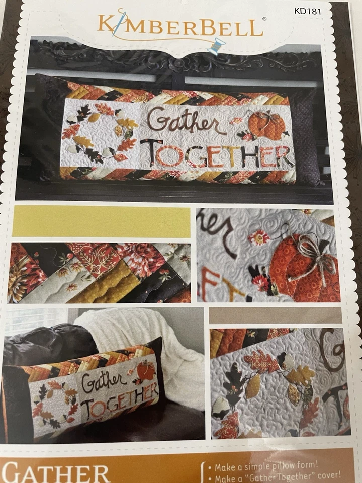 Kimberbell Gather Together Bench Pillow Cover Autumn Fall Quilt Sewing Pattern - Image 2 of 4
